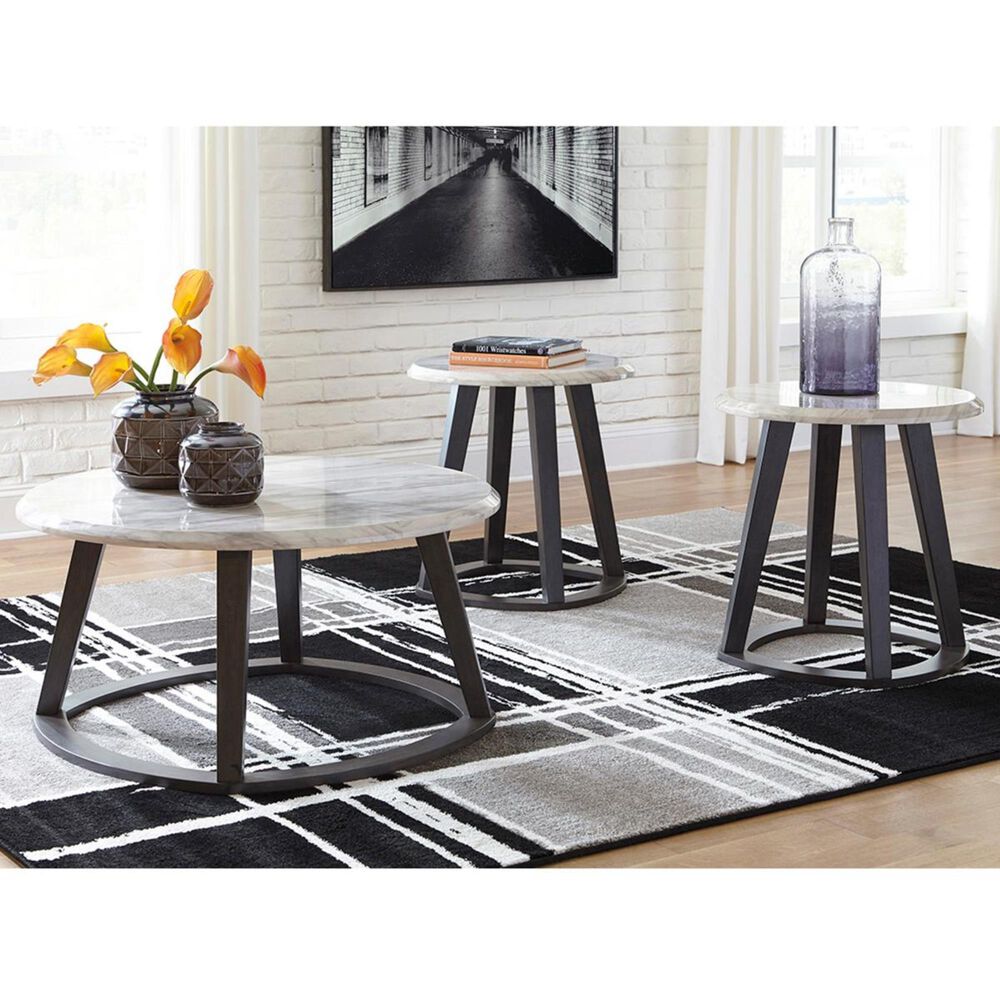 Signature Design by Ashley Luvoni 3-Piece Table Set in White and Dark Charcoal Gray, , large