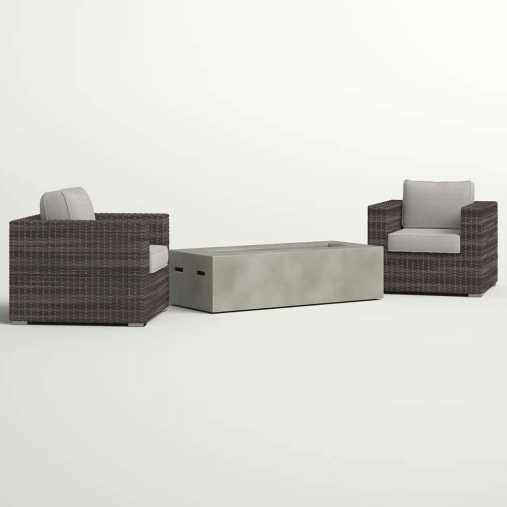 Hearth and Haven 3-piece Outdoor Wicker Conversation Set with Concrete Fire Pit Table in Gray, , large