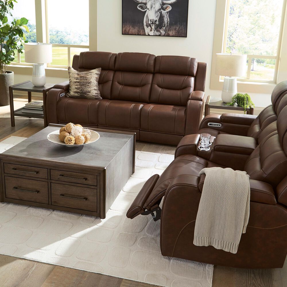 Ashley Knightington Power Reclining Sofa in Brown, , large