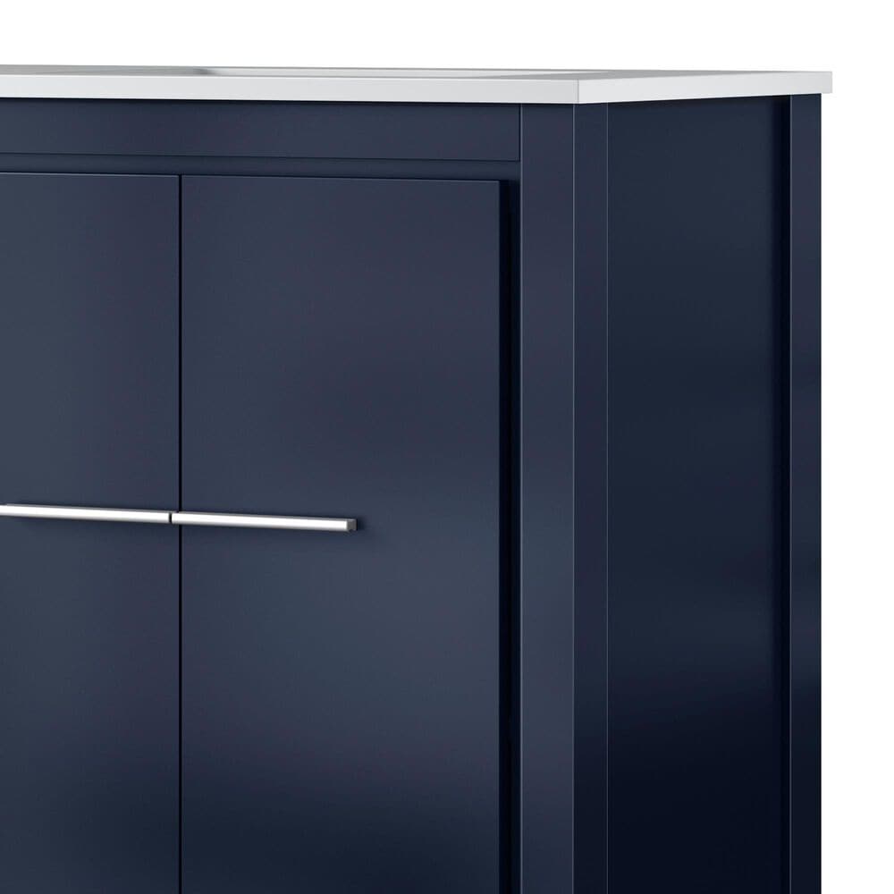 Lexora Home Lafarre 60&quot; Double Bathroom Vanity in Navy Blue with 2 cm White Cultured Marble Top and Rectangular Sinks, , large