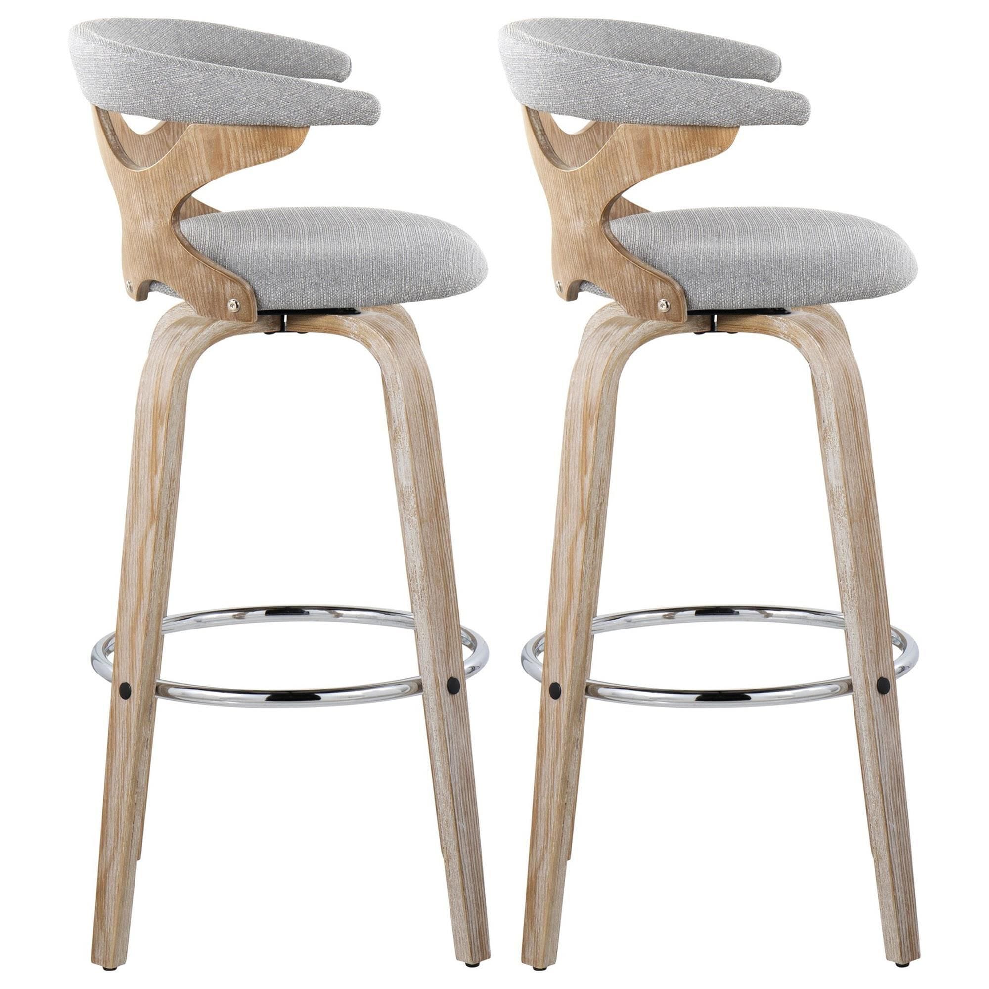 LUMiRiSE / ≠encore. LumiSource Gardenia Swivel Fixed-Height Bar Stool with Cream Faux