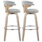 LumiSource Gardenia Swivel Fixed-Height Bar Stool with Cream Faux Leather Upholstery in Chrome and Walnut (Set of 2), , large