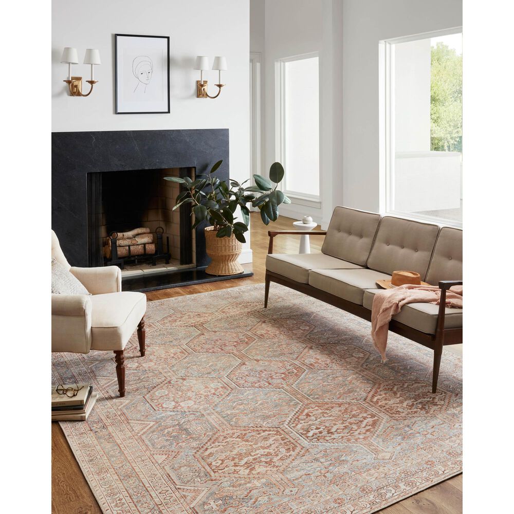 Chris Loves Julia x Loloi Jules 3&#39;6&quot; x 5&#39;6&quot; Tangerine and Mist Area Rug, , large