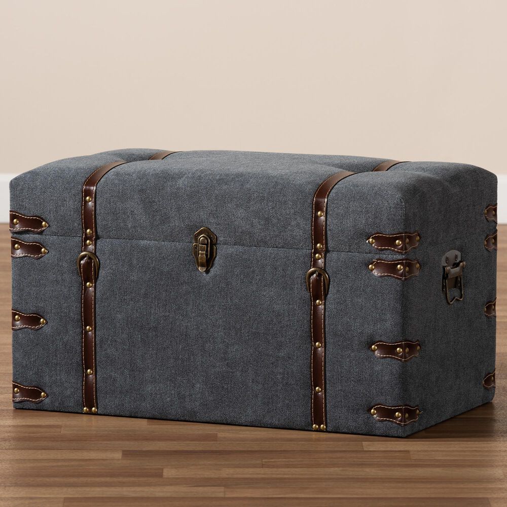 Baxton Studio Palma Storage Trunk Ottoman in Grey, , large