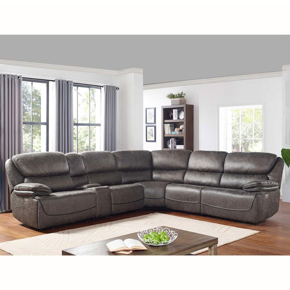 Steve Silver Plaza 6-Piece Power Reclining Sectional in Smoked Gray, , large
