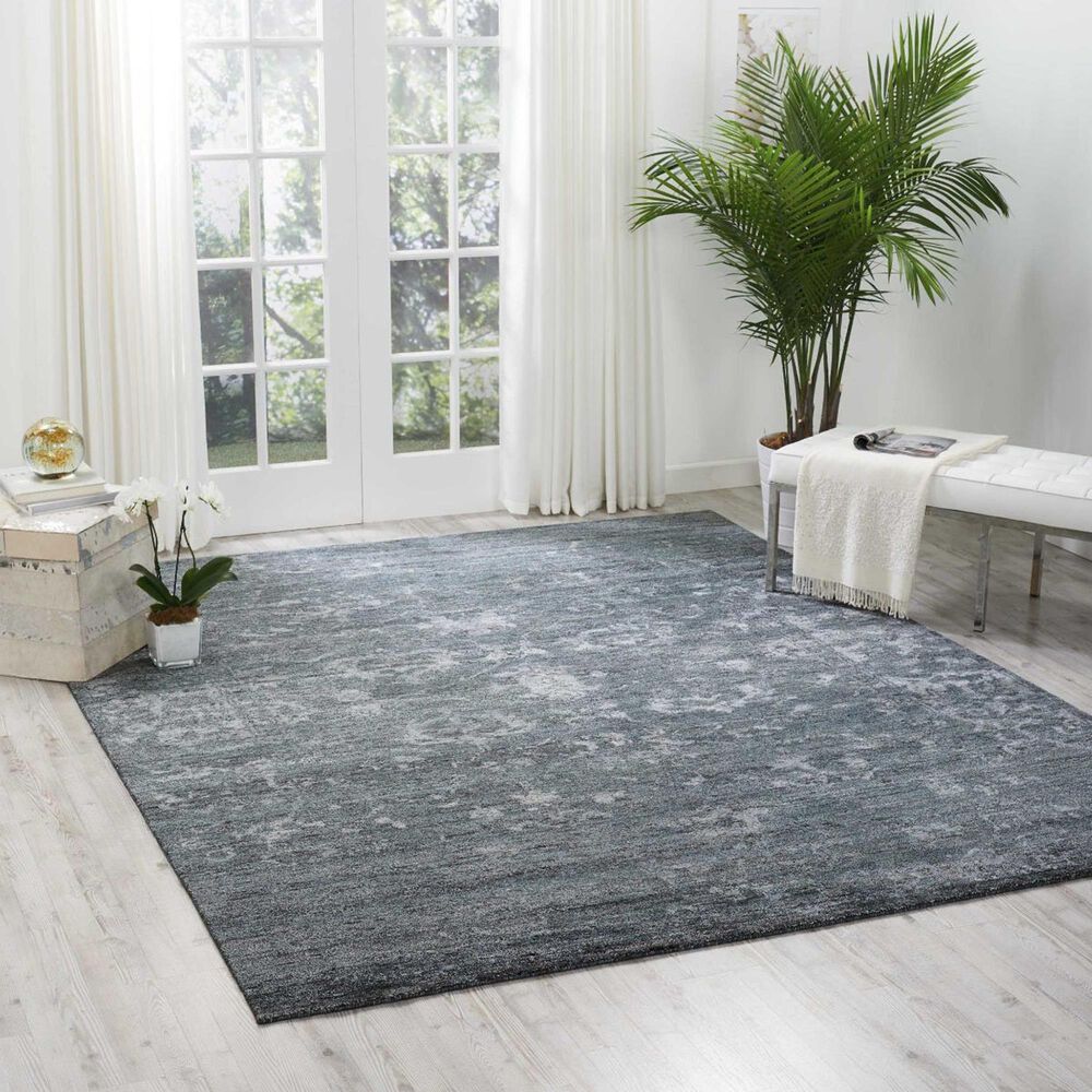 Nourison Silk Shadows 5&#39;6&quot; x 7&#39;5&quot; Blue and Stone Area Rug, , large