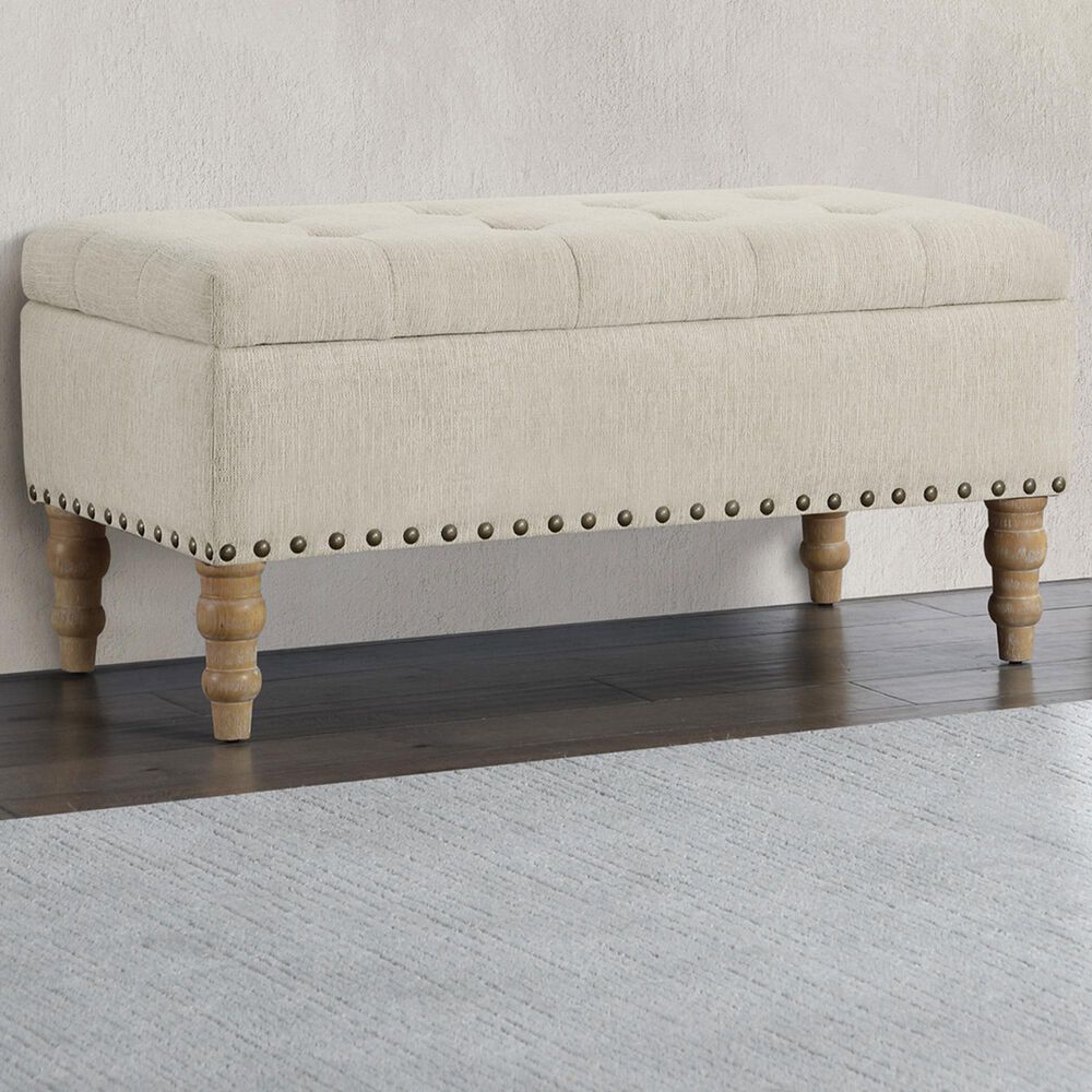 OSP Home Woodbury Storage Bench in Light Natural, , large