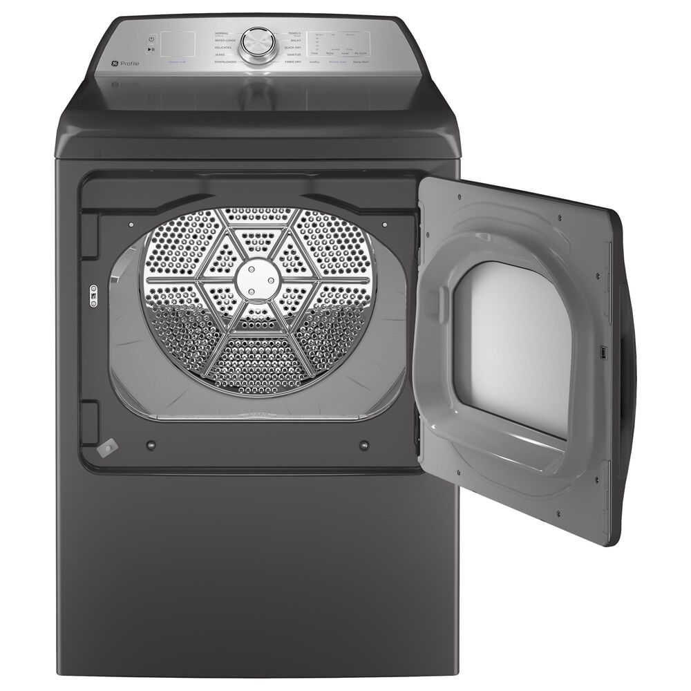 GE Profile 5 Cu. Ft. Top Load Impeller Washer and 7.4 Cu. Ft. Electric Dryer Laundry Pair in Diamond Gray, , large