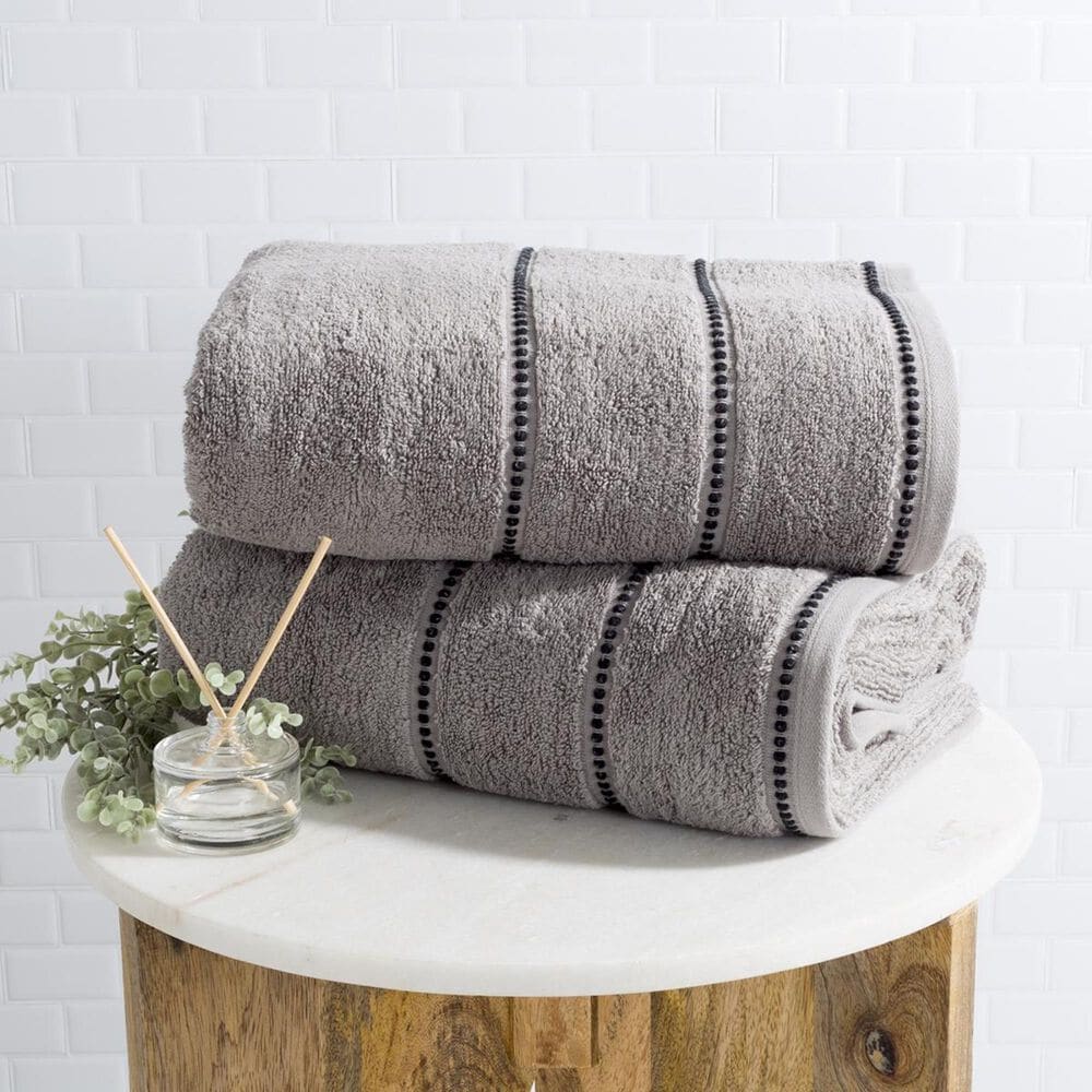 Timberlake Lavish Home Zero Twist 2-Piece Towel Set in Silver and Black, , large