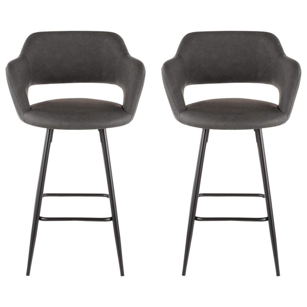 Lumisource Margarite Counter Stool with Grey Cushion in Black &#40;Set of 2&#41;, , large