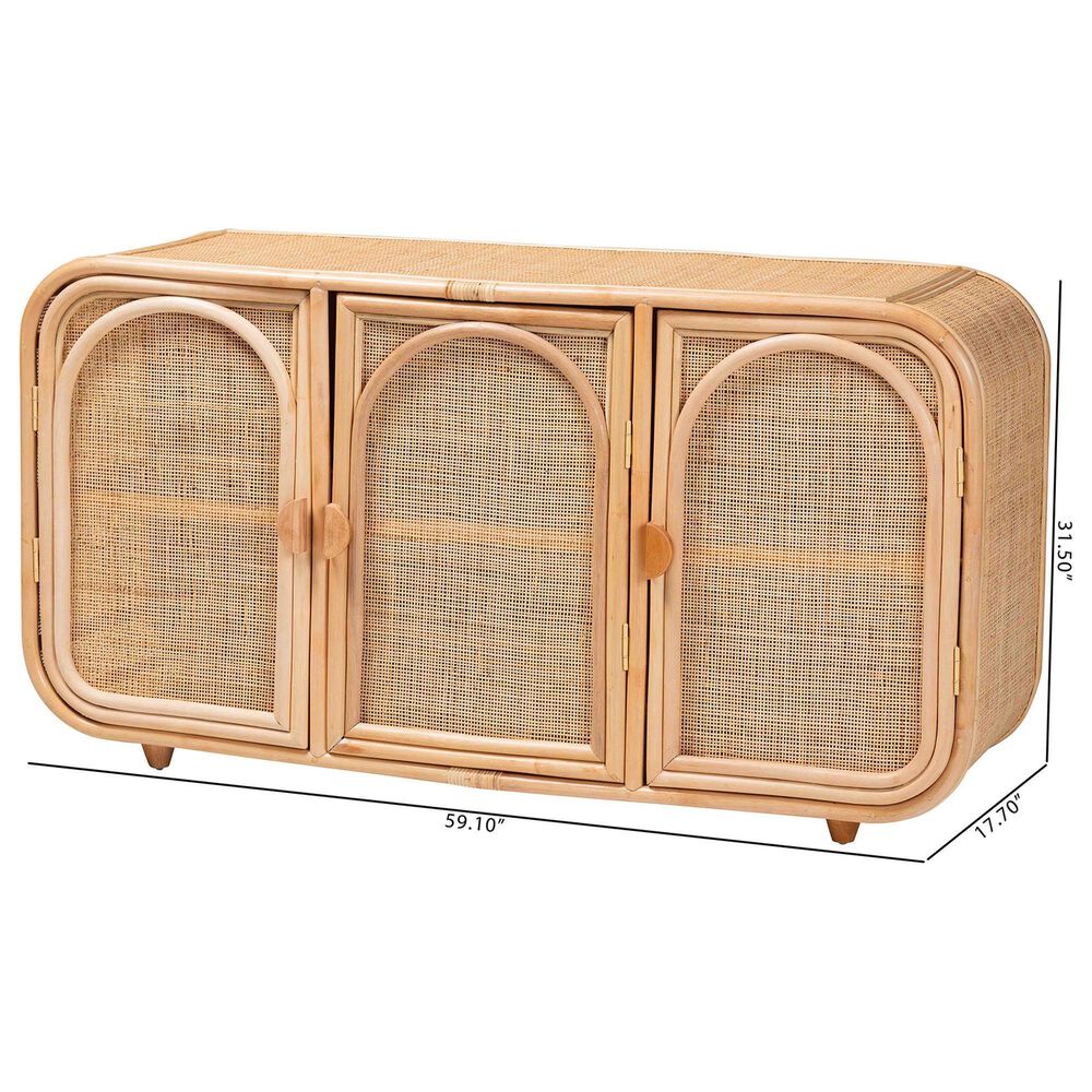 Baxton Studio Evania 3-Door Rattan Storage Cabinet in Natural, , large
