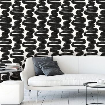Tempaper Bobby Berk Wiggle Room White & Black Peel and Stick Wallpaper, , large