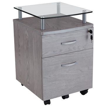 Techni Sport Rolling File Cabinet with Glass Top in Grey, , large