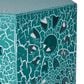Hearth and Haven Eliana 12" Outdoor Hexagon Metal Side Table with Sunburst Cut Out Design in Teal, , large