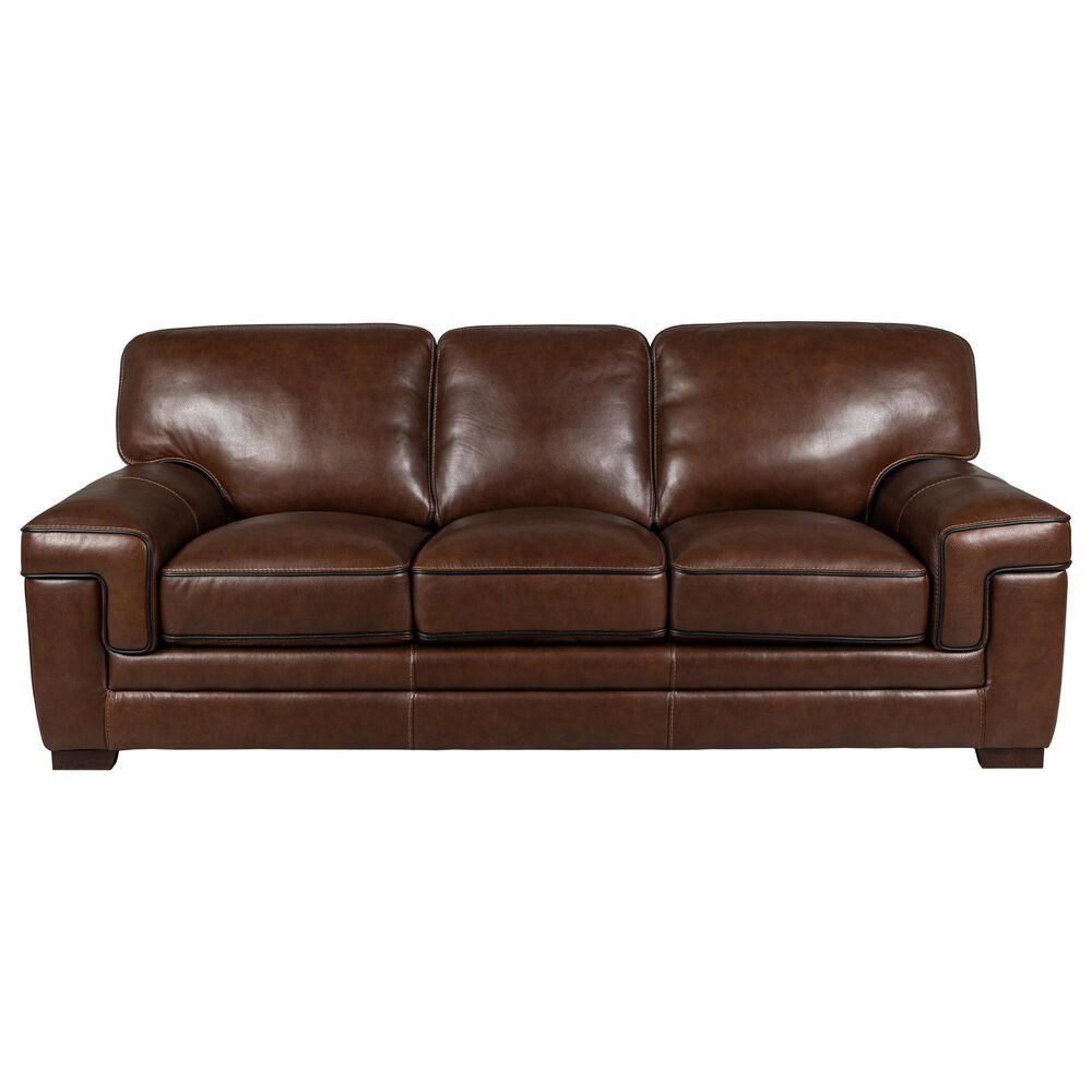 Simon Li 4-Piece Stationary Leather Living Room Set in Longhorn Bramble, , large