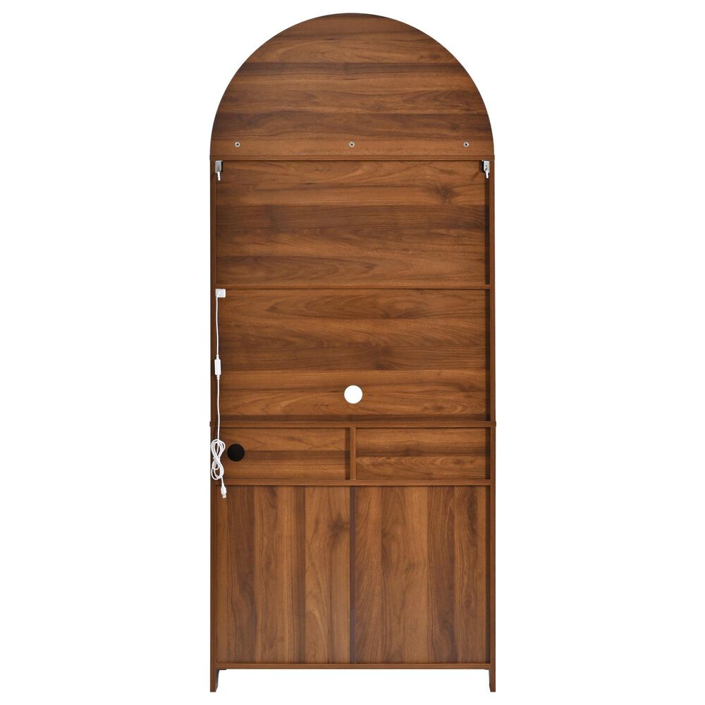 HOMLUX 75" Arched Kitchen Pantry Cabinet with LED Light in Walnut, , large