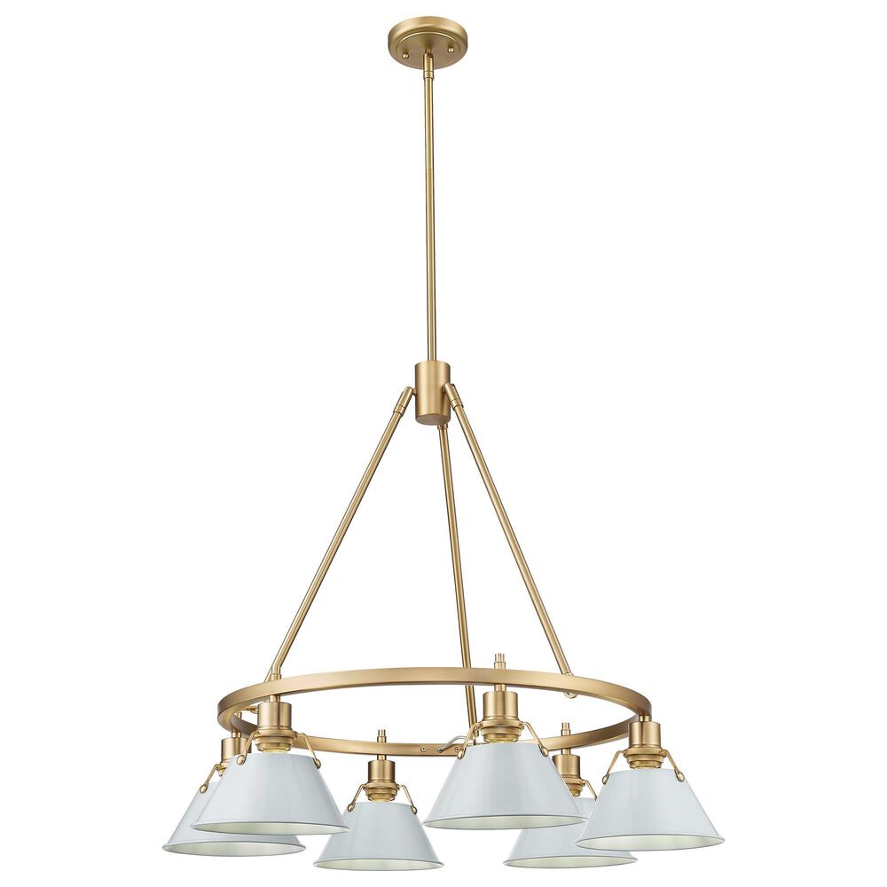 Golden Lighting Orwell 6-Light Chandelier with Dusky Blue Shade in Brushed Champagne Bronze, , large