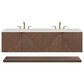 James Martin Vanities Marcello 72" Wall Mounted Double Bathroom Vanity in Chestnut with 3 cm Lime Delight Quartz Top and Rectangular Sinks, , large
