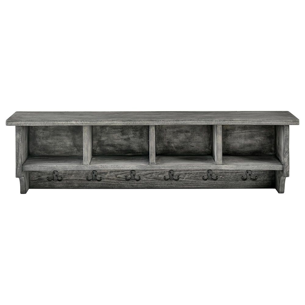 Timberlake Pomona 48&quot; Storage Wall Shelf with Coat Hook in Slate Gray, , large