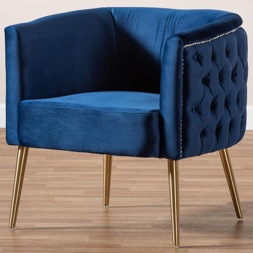 Baxton Studio Marcelle Accent Chair in Navy Blue, , large