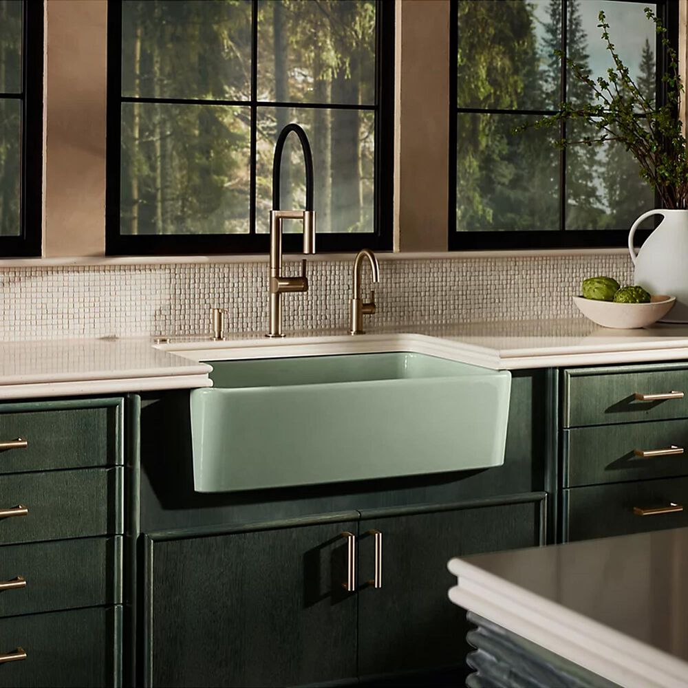 Kohler Ironridge 34" Undermount Single-Bowl Farmhouse Kitchen Sinks in Aspen Green, , large