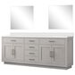 Lexora Home Abbey 84" Double Bathroom Vanity in Black Oak with 2 cm White Cultured Marble Top, Rectangular Sinks and 36" Mirrors, , large