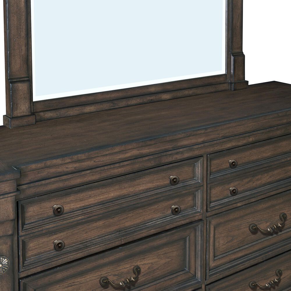Sasha Lee Grand Teton 5 Piece Queen Bedroom Set in Warm Brown Oak, , large