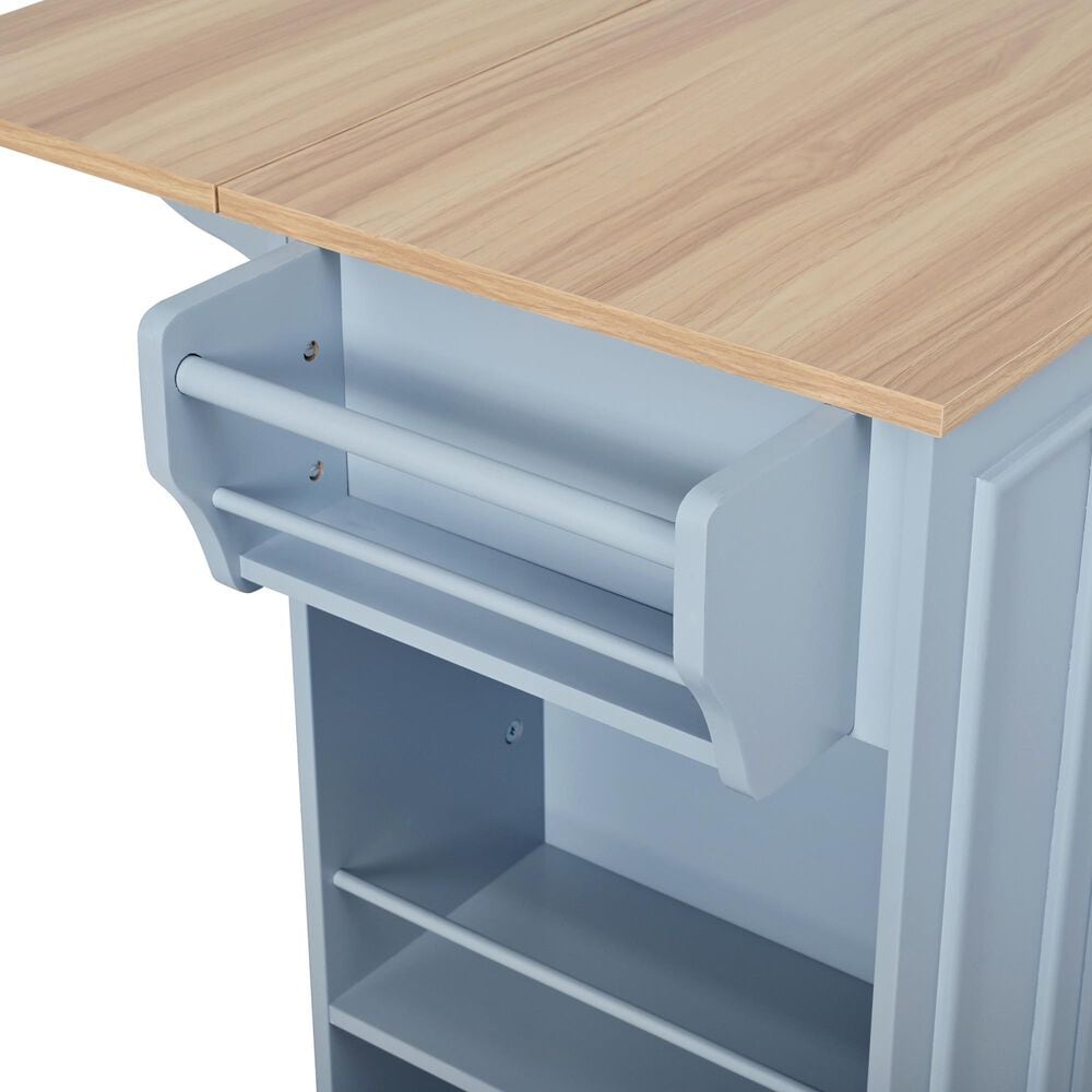 HOMLUX 54" Mobile Kitchen Island with Glass Door Storage in Grey and Blue, , large