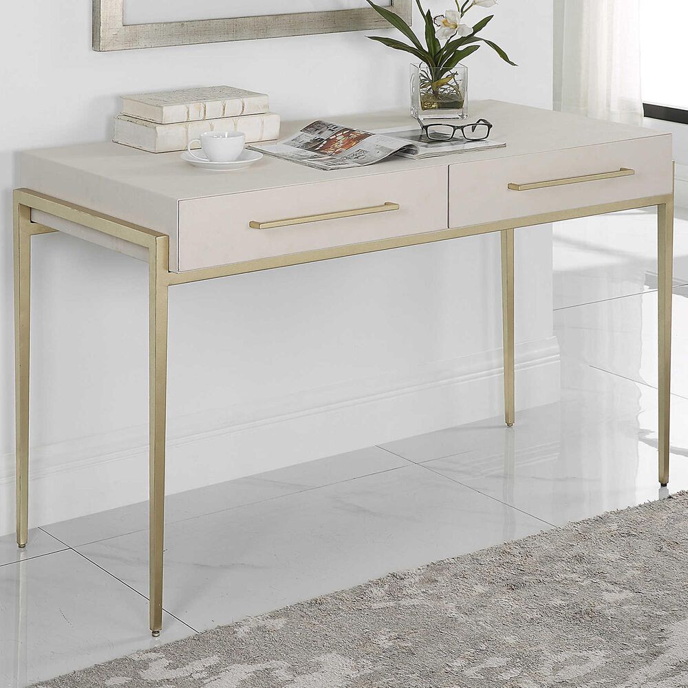 Uttermost Jewel Desk in White and Gold, , large