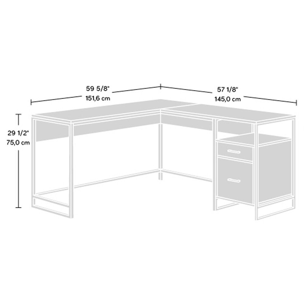 Sauder Tremont Row L-Shaped Desk in Sindoori Mango and White, , large