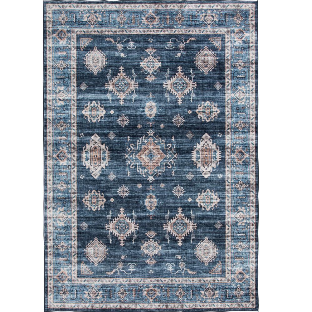 Central Oriental Rugease Raquel 5" x 7" Navy and Light Blue Area Rug, , large