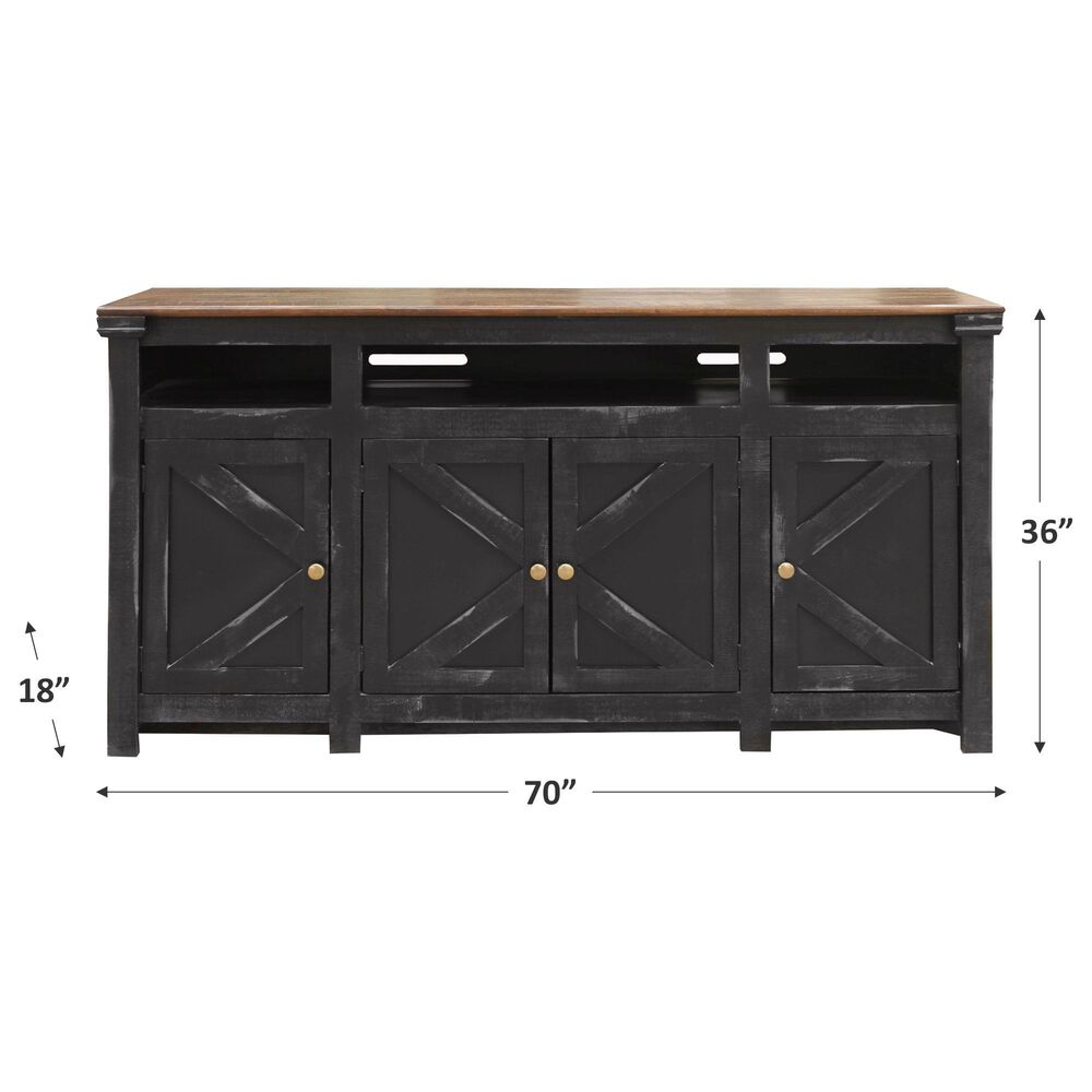 Meximuebles Oregon 70&quot; TV Console in Black Distress, , large