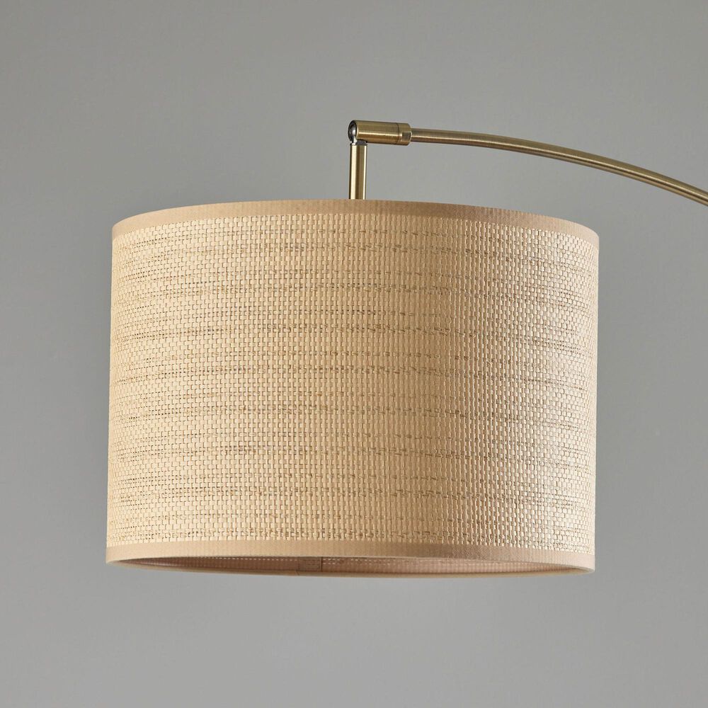 Adesso Bowery Arc Lamp with Natural Shade in Antique Brass, , large