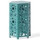 Hearth and Haven Eliana 12" Outdoor Hexagon Metal Side Table with Sunburst Cut Out Design in Teal, , large