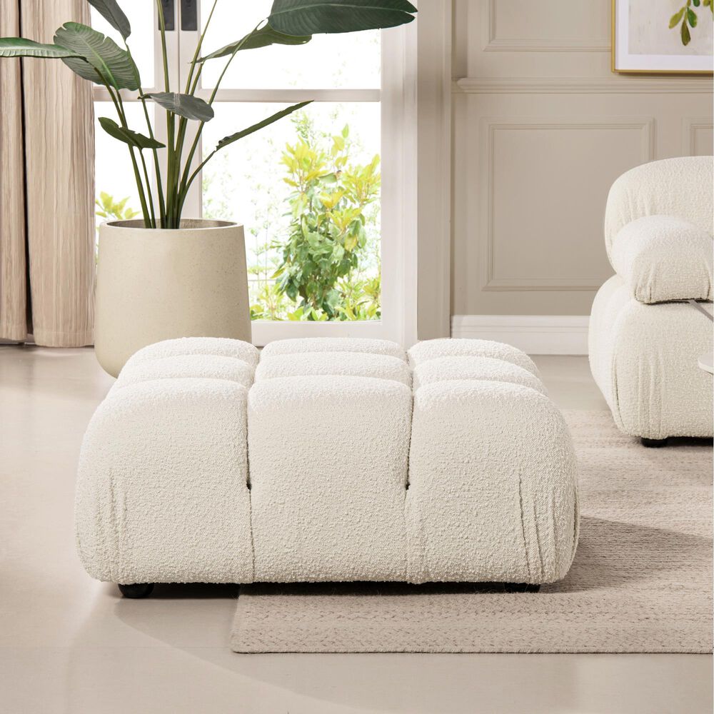 Jennifer Taylor Home Marcel Cocktail Ottoman in Ivory White, , large