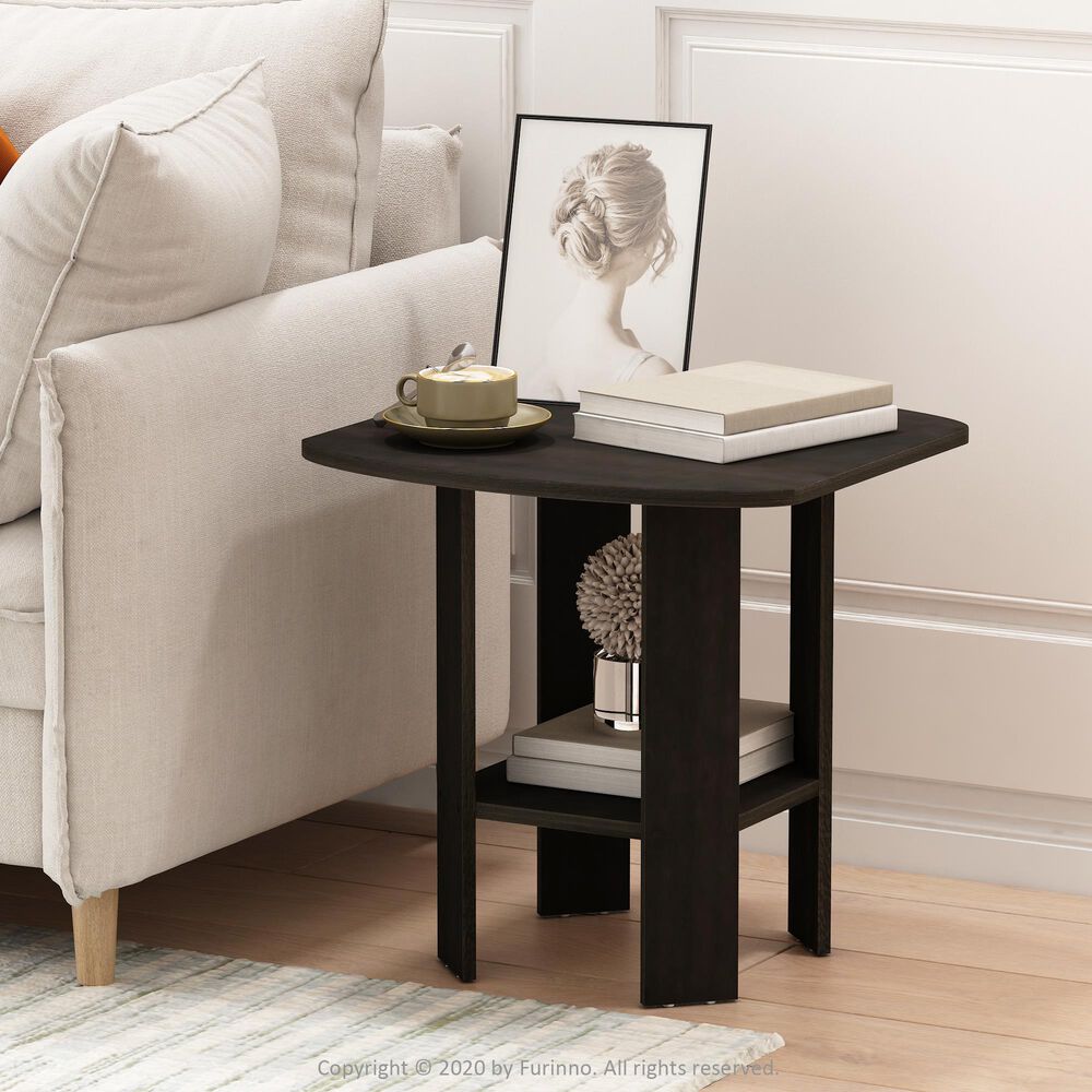 HOMLUX 1-Shelf End Table in Espresso, , large