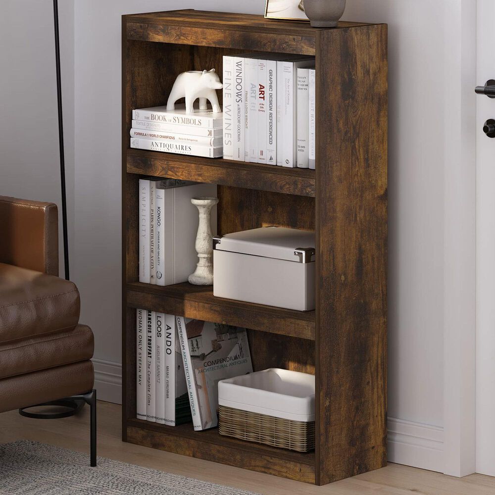 HOMLUX Enhanced Home 3-Tier Adjustable Shelf Bookcase in Amber Pine, , large