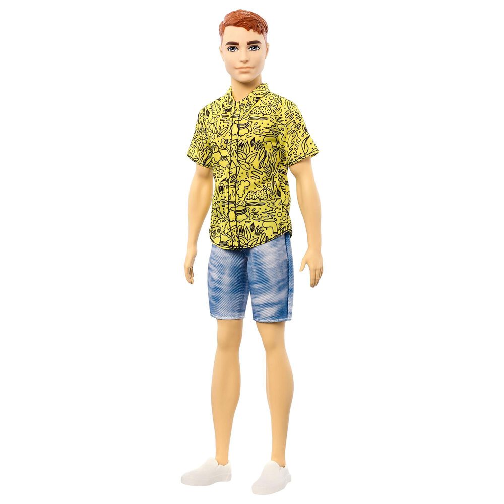 Barbie Ken Fashionistas Doll Wearing Graphic Yellow Shirt, , large