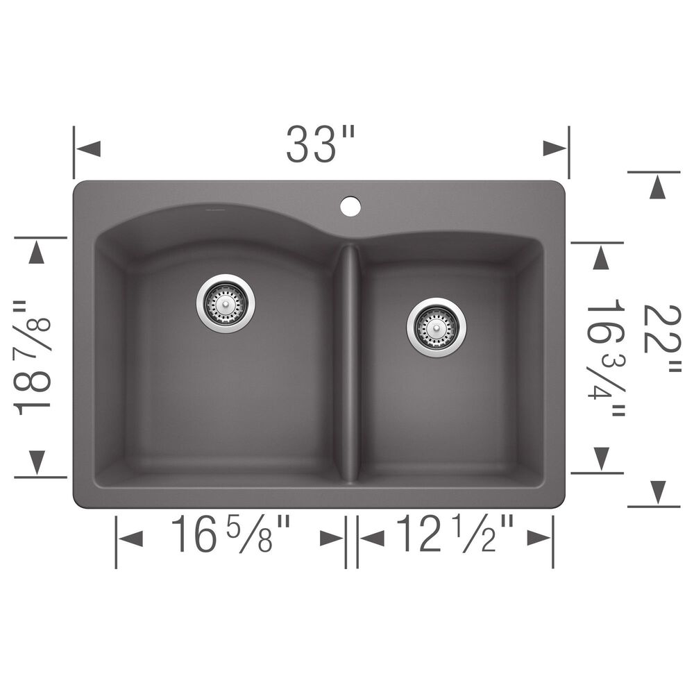 Blanco Diamond 60/40 Double Bowl Dual Mount Kitchen Sink in Cinder, , large
