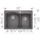 Blanco Diamond 60/40 Double Bowl Dual Mount Kitchen Sink in Cinder, , large