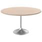 Leisuremod LeisureMod Verve Collection 48 Round Dining Table, Brushed Chrome Base with Light Natural Wood MDF Top, , large