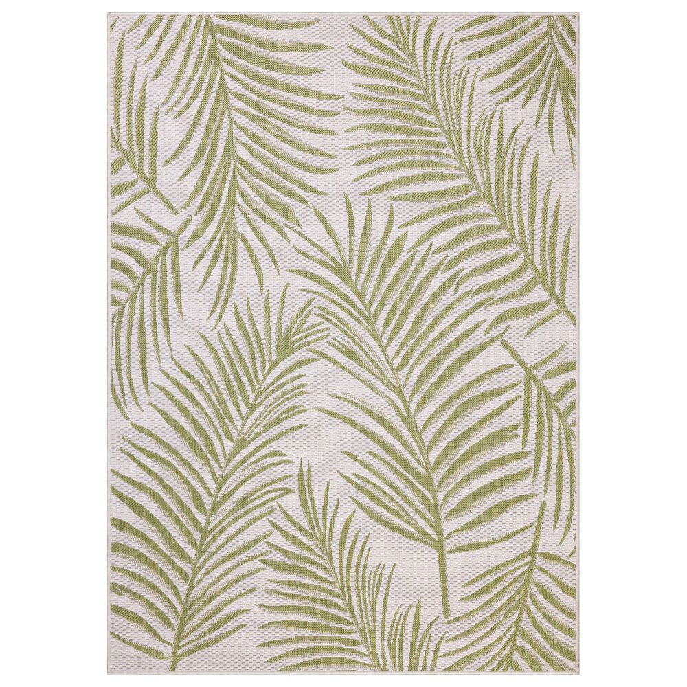 Loloi Easton Ivory and Green 6"7" x 9"4" Indoor/Outdoor Area Rug, , large