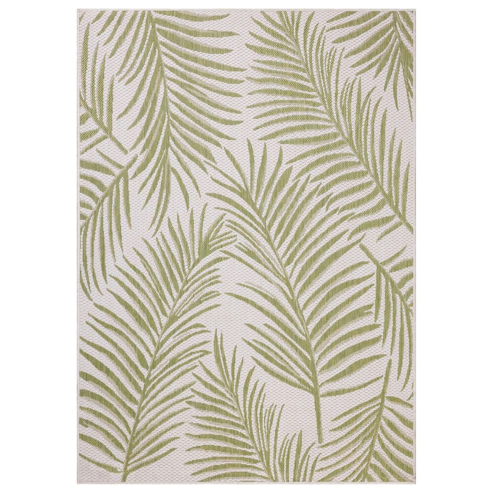 Loloi Easton Ivory and Green 6"7" x 9"4" Indoor/Outdoor Area Rug, , large