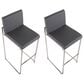 Lumisource Fuji Stackable Barstool with Grey Faux Leather Cushion in Stainless Steel (Set of 2), , large