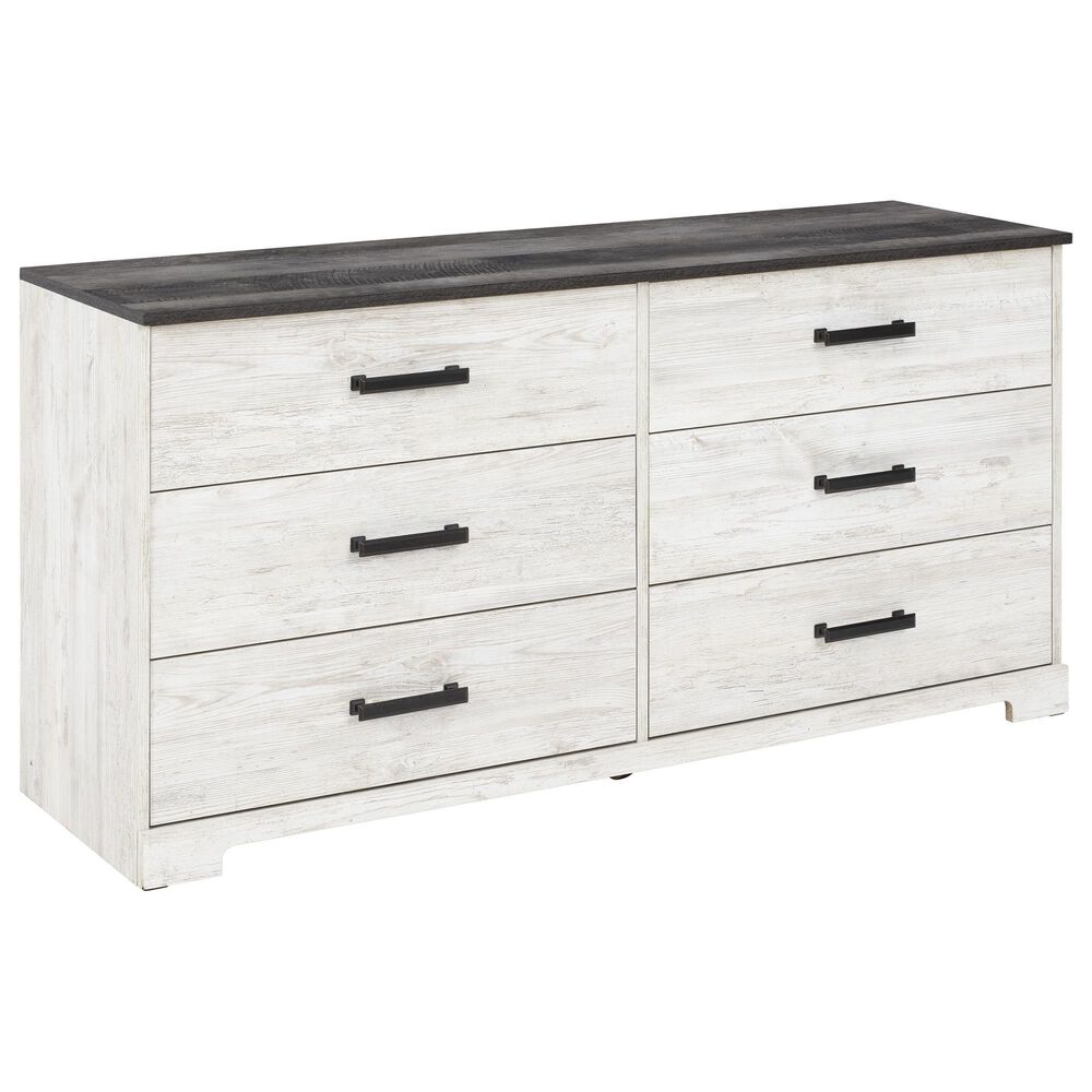 Ashley Shawburn 6-Drawer Dresser in Whitewash and Charcoal Gray, , large