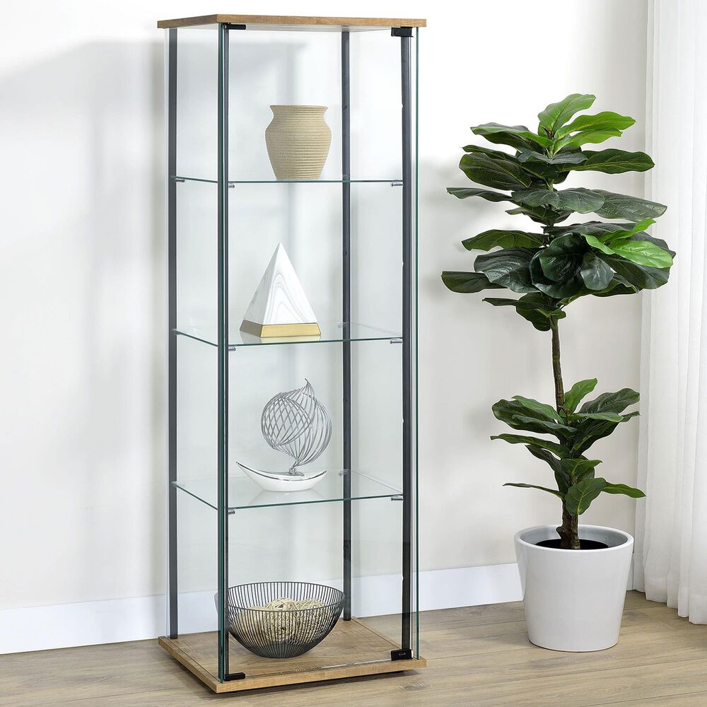 Coaster Bellatrix Curio Cabinet in Mango, Clear and Sandy Black, , large