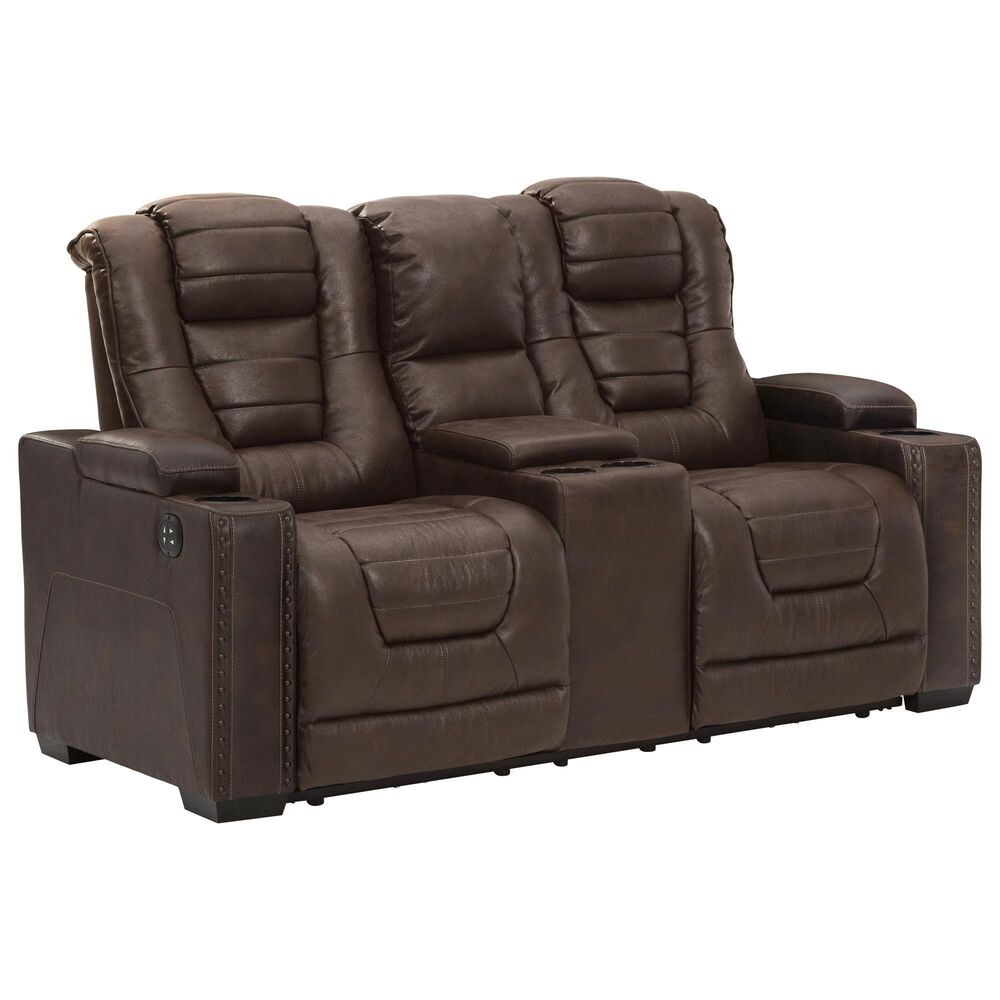 Ashley Owner"s Box Power Reclining Loveseat with Console in Thyme, , large