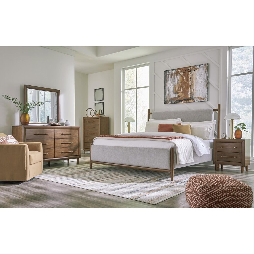 Ashley Lyncott Queen Panel Bed and Two Nightstands in Medium Brown, , large