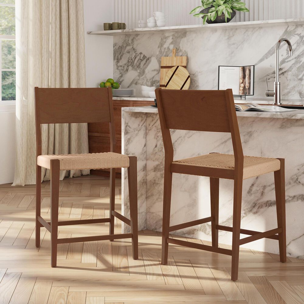 Linon Home Decor Cadence Counter Stool in Brown and Natural (Set of 2), , large
