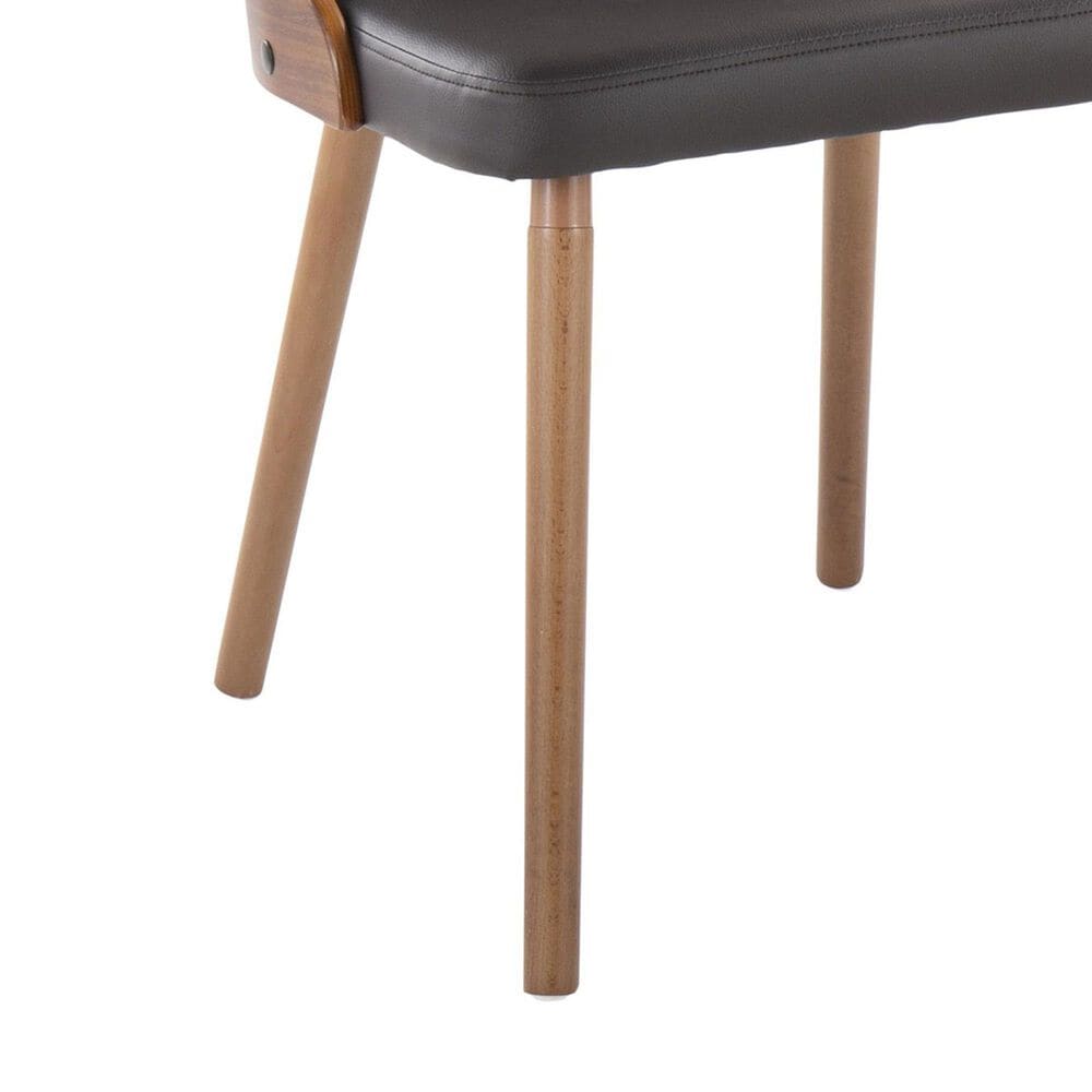 LumiSource Anabelle Side Chair with Brown Faux Leather Cushion in Walnut (Set of 2), , large